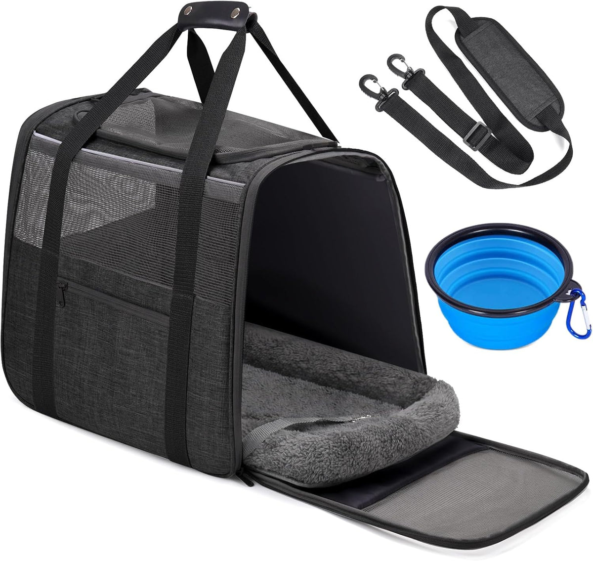 JUNGYOUN Premium Cat Carrier - Dark Grey / 17.5"L x 12.4"W x 13.5"H