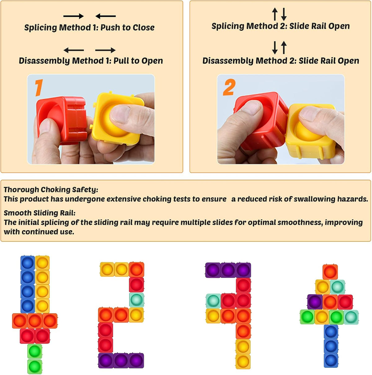 Candisplay giant silicone pop fidget blocks in red, yellow and green, 16 pieces - view 8