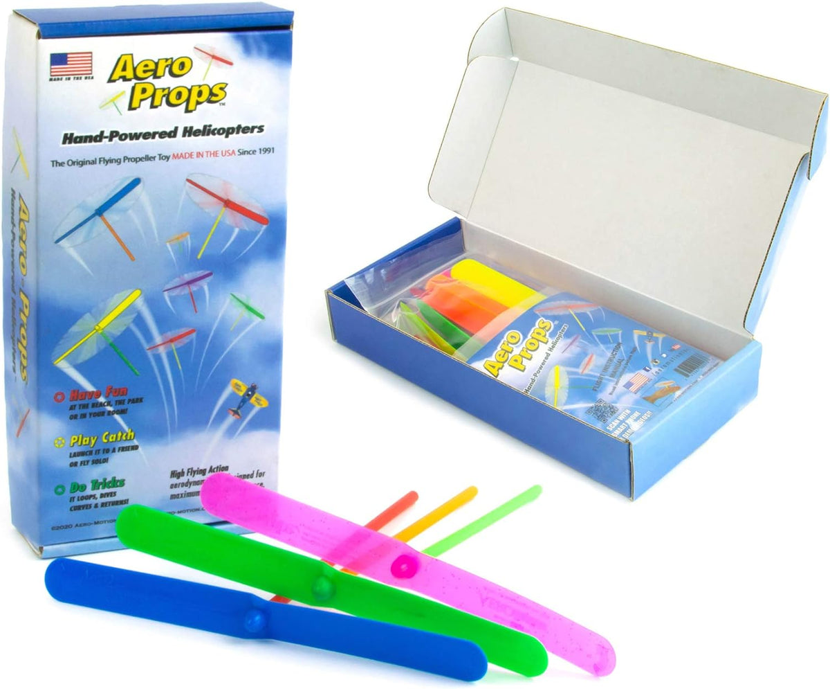 Aero Props plastic flying helicopter hand spinners in mixed colors, 10 pack