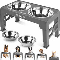 Elevated Dog Bowls for Medium Large Size Dogs - Grey / Medium Large / 2 Basic Bowls
