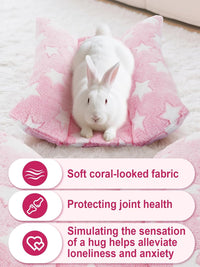 15.7" x 14" Bunny Bed for Rabbit Cage, Thickened & Soft – Daily Care for Small Pets - Pink - Star / 15.7 x 14In - image 3