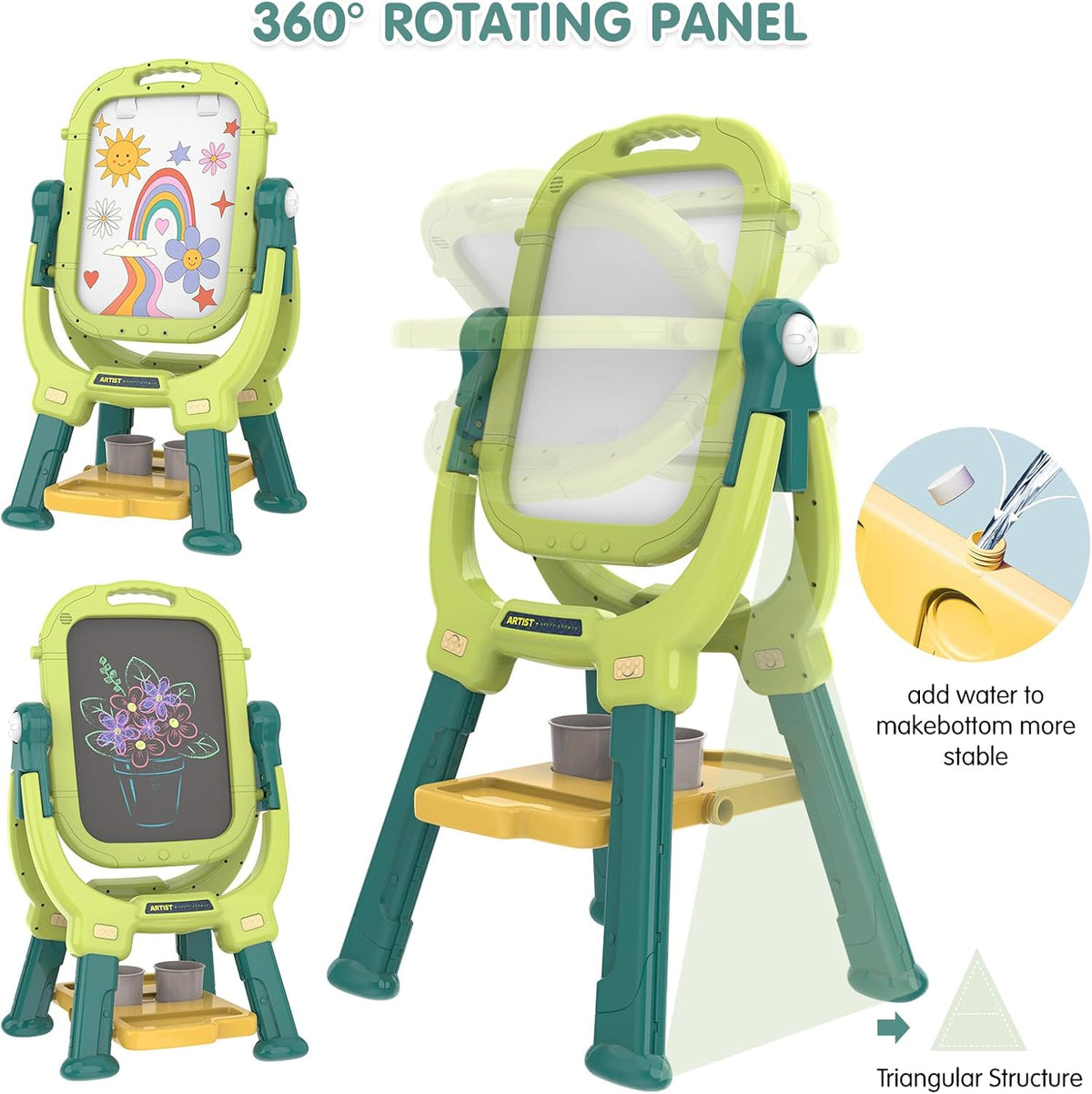 Kids Easel for Toddler Age 3 4 5 Magnetic Double-Sided Drawing Board - Green - image 4