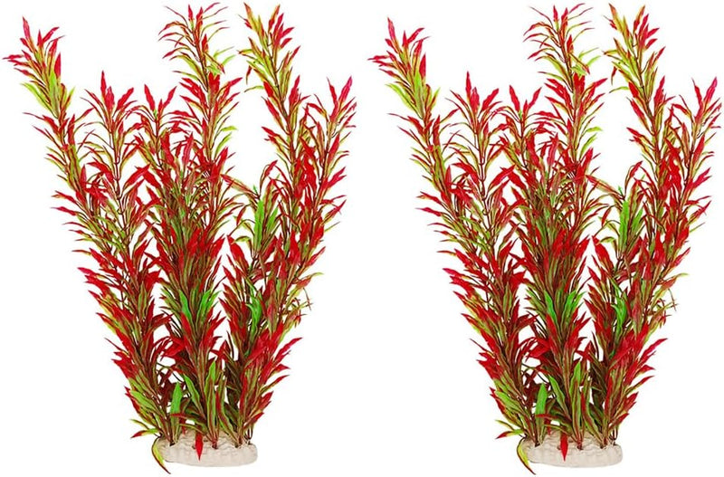 DSkoiph 2 pcs Aquarium Decor Plastic Plants Extra Large 21 Inches - Wine