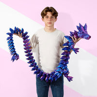 3D Printed Dragon 24 Inch - Red Blue / 47.5in