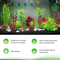 18Pcs Plastic Aquarium Plants, Weighted Base - image 3
