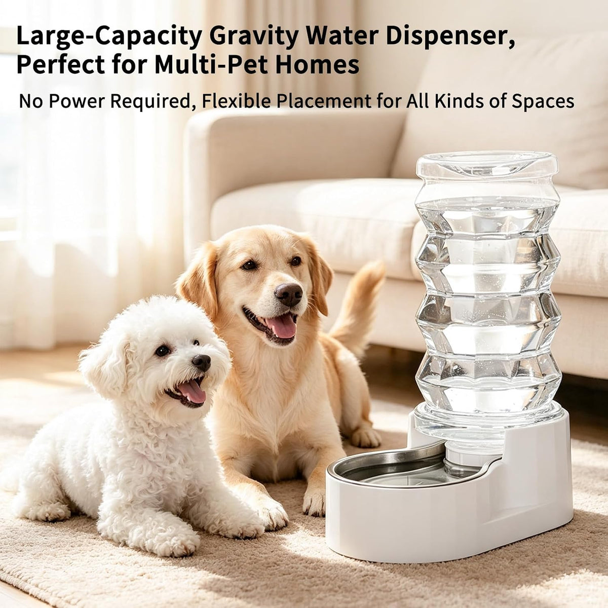 RIZZARI 8L Elevated Dog Water Dispenser: Gravity Waterer for Large - White / 8L - image 4