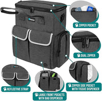 PetAmi Dog Travel Bag Pet Supplies Accessories Organizer for Traveling, Camping, Weekend; Cat Pet Travel Bag Kit Includes 2 Food Storage Containers, 2 Collapsible Bowls, 1 Feeding Mat (Dark Gray)