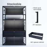 120 Gallon Reptile Tank, Stackable 4x2x2 Reptile Enclosure – Essentials for Reptiles And Amphibians - Ultimate Black / 120 Gallon - image 3