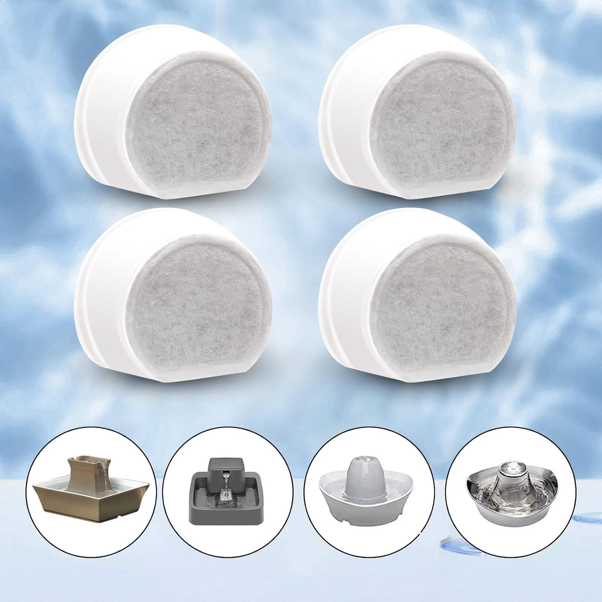 24 Pack Pet Fountain Replacement Filters - 20 Carbon Filters+ 20 Sponges - image 3