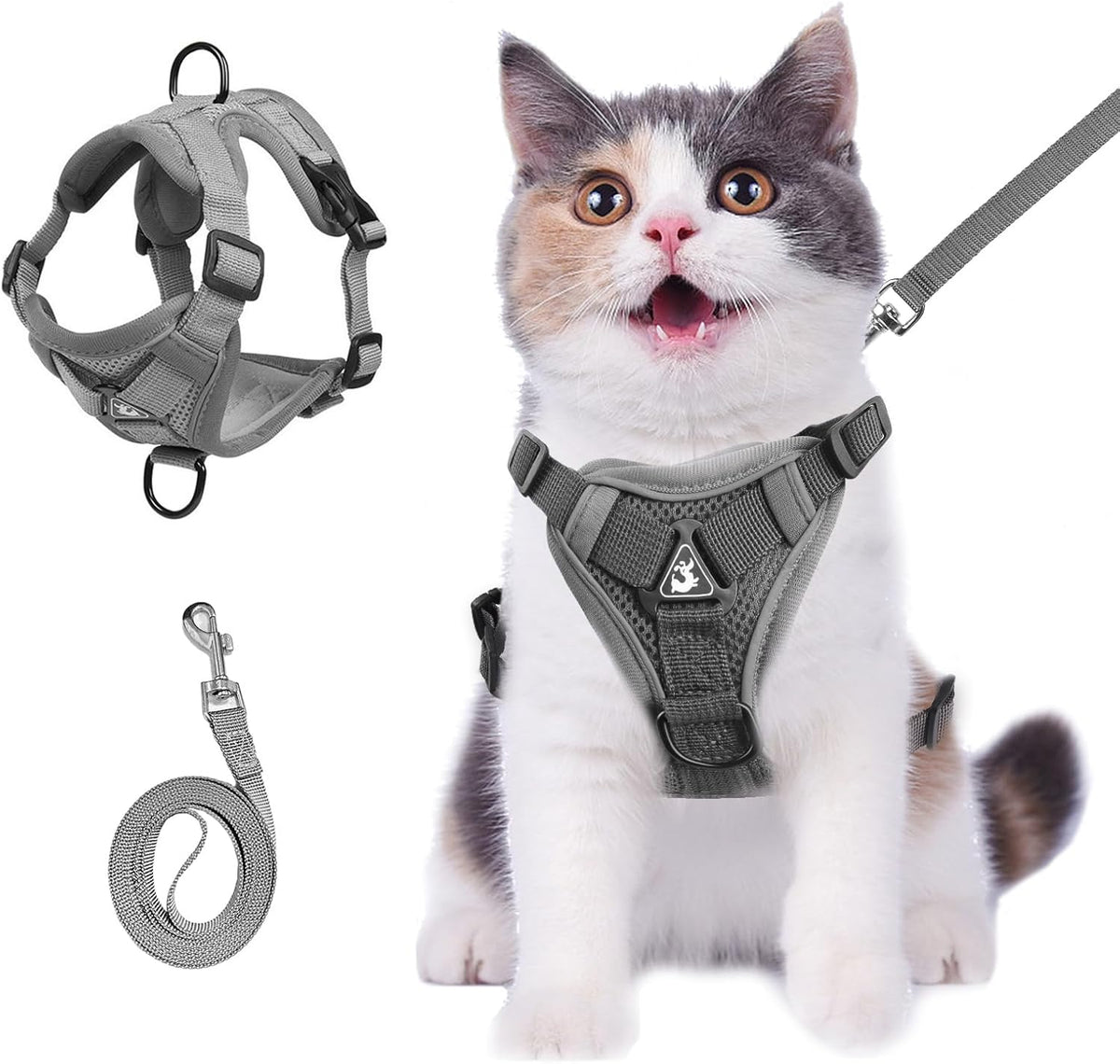 Wanheart cat Chest Harness and Leash - grey / M:6.6-9.9lb