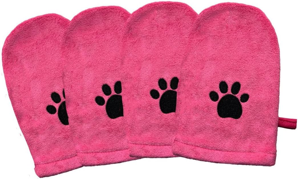 Penny & Niko Microfiber Pet Towel Mitts - Standard - 4 pack / Pink
