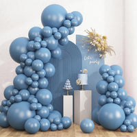 RUBFAC White Balloons Different Sizes 135pcs for Birthday Arch – Fun for Kids & Family - Dusty Blue