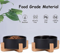Petygooing Ceramic Black Cat Dog Bowl Set with Stand,Pet Food and Water Dish,Medium Pet Bowls Anti-Slip Set of 2 Cat Bowls-Pet Food Dishes- Small Medium Size Dog (28 OZ /3.6 Cups)