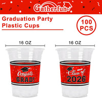 Gatherfun 100 Pcs 16oz Football Plastic Cups - Red - image 2