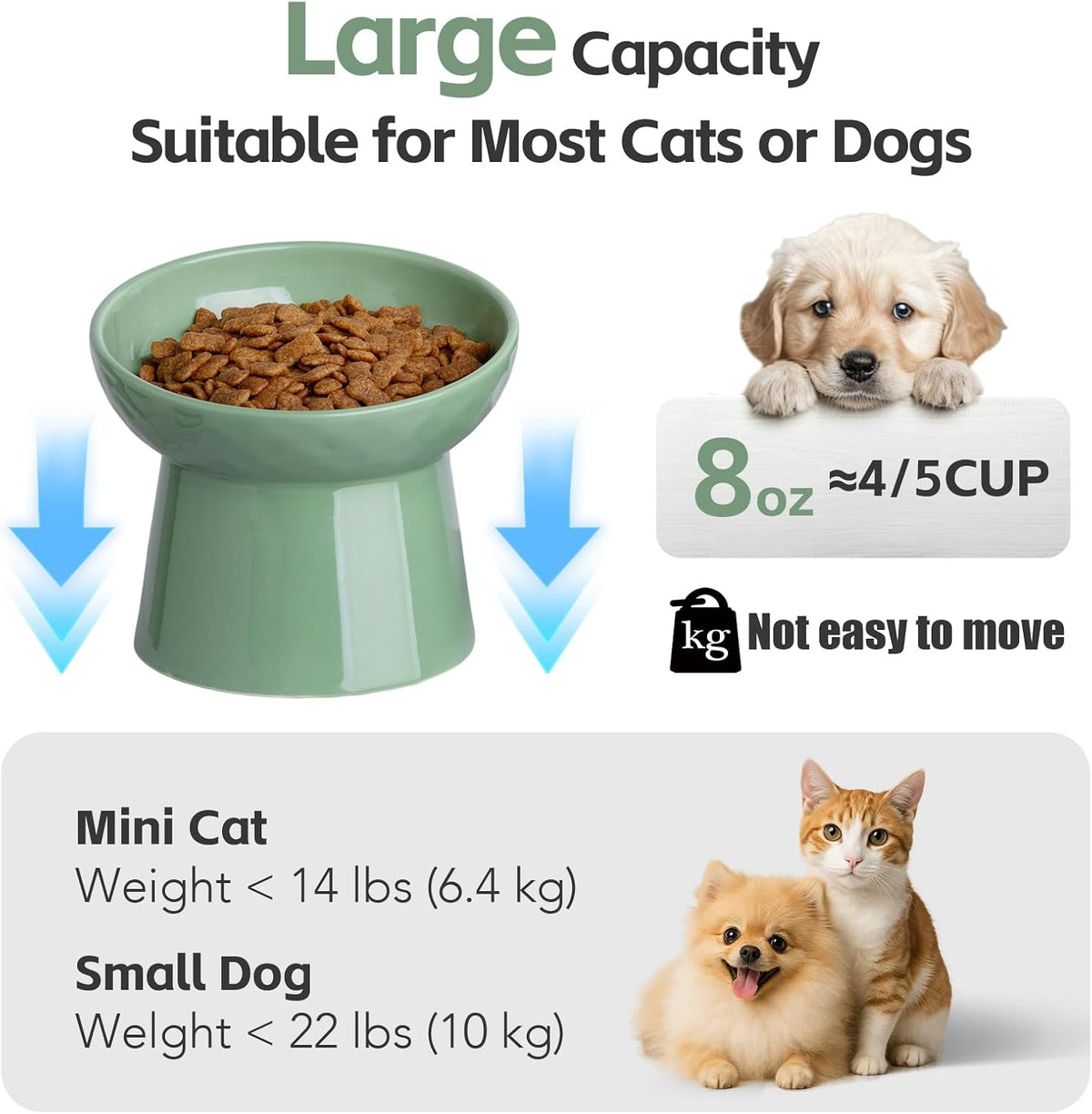 YauYik Small Raised Cat Bowls - GREEN - image 2