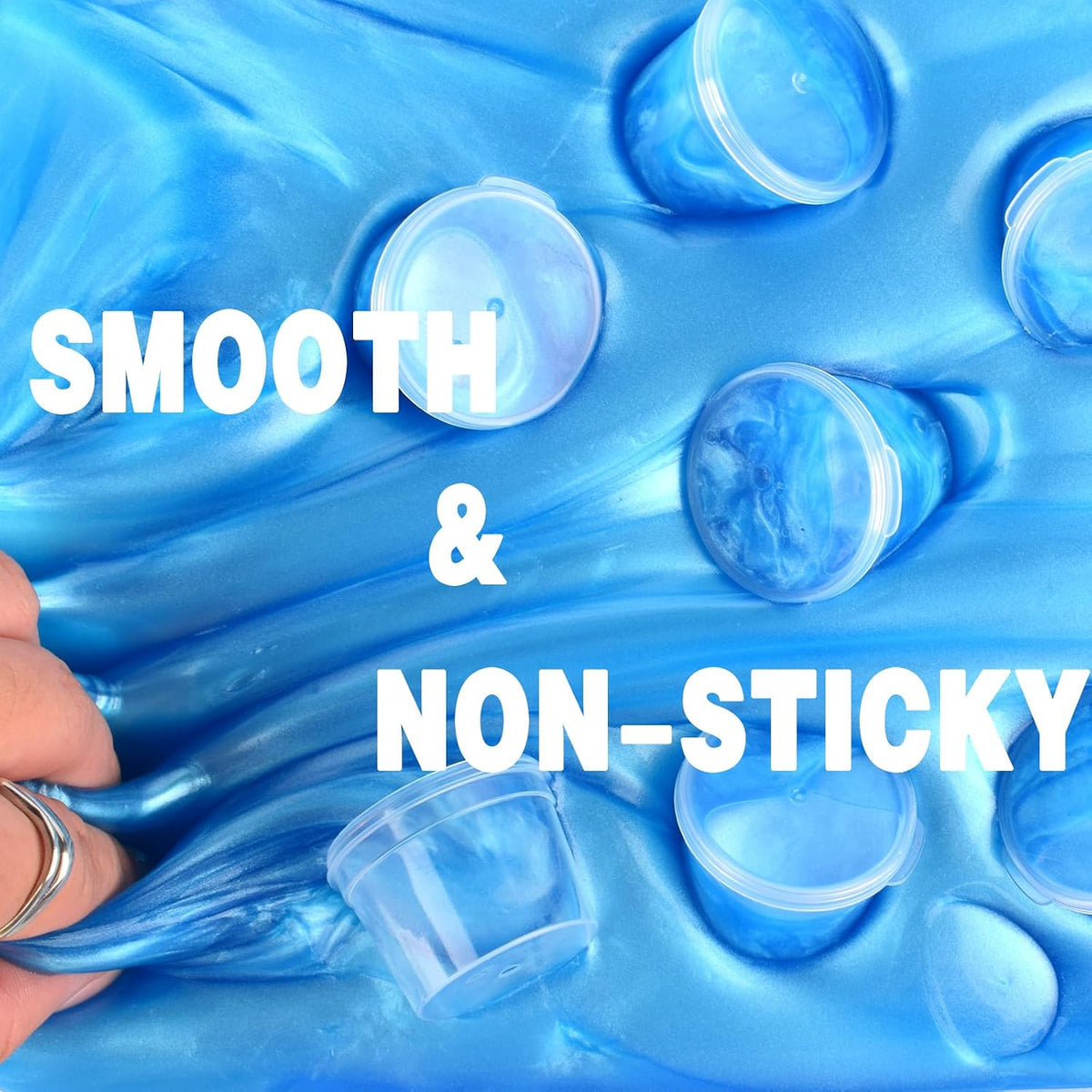 4 Pack Galaxy Slime Kit, Party Favors for Kids, Non Sticky, Wet - Blue Galaxy Slime - image 4