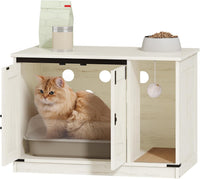 Hzuaneri Cat Litter Box Enclosure - 31.5"L x 19.7"W x 20.9"H / White - image 3
