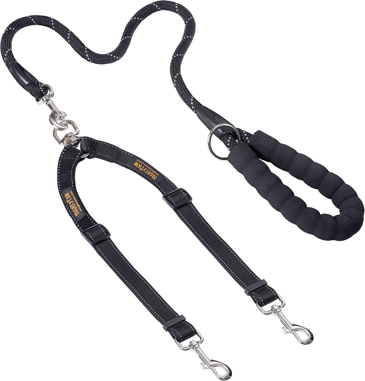 Mighty Paw Double Dog Leash - Double Leash w/ Rope Handle / Standard | Dogs 30+ lbs