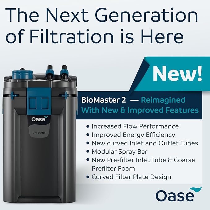 OASE BioMaster 2 Thermo 600 Canister Filter for Aquariums – External Aquarium Filter with Built-in Heater – EasyClean Pre-Filter, Quiet Operation – Freshwater & Saltwater, Up to 160 Gallons