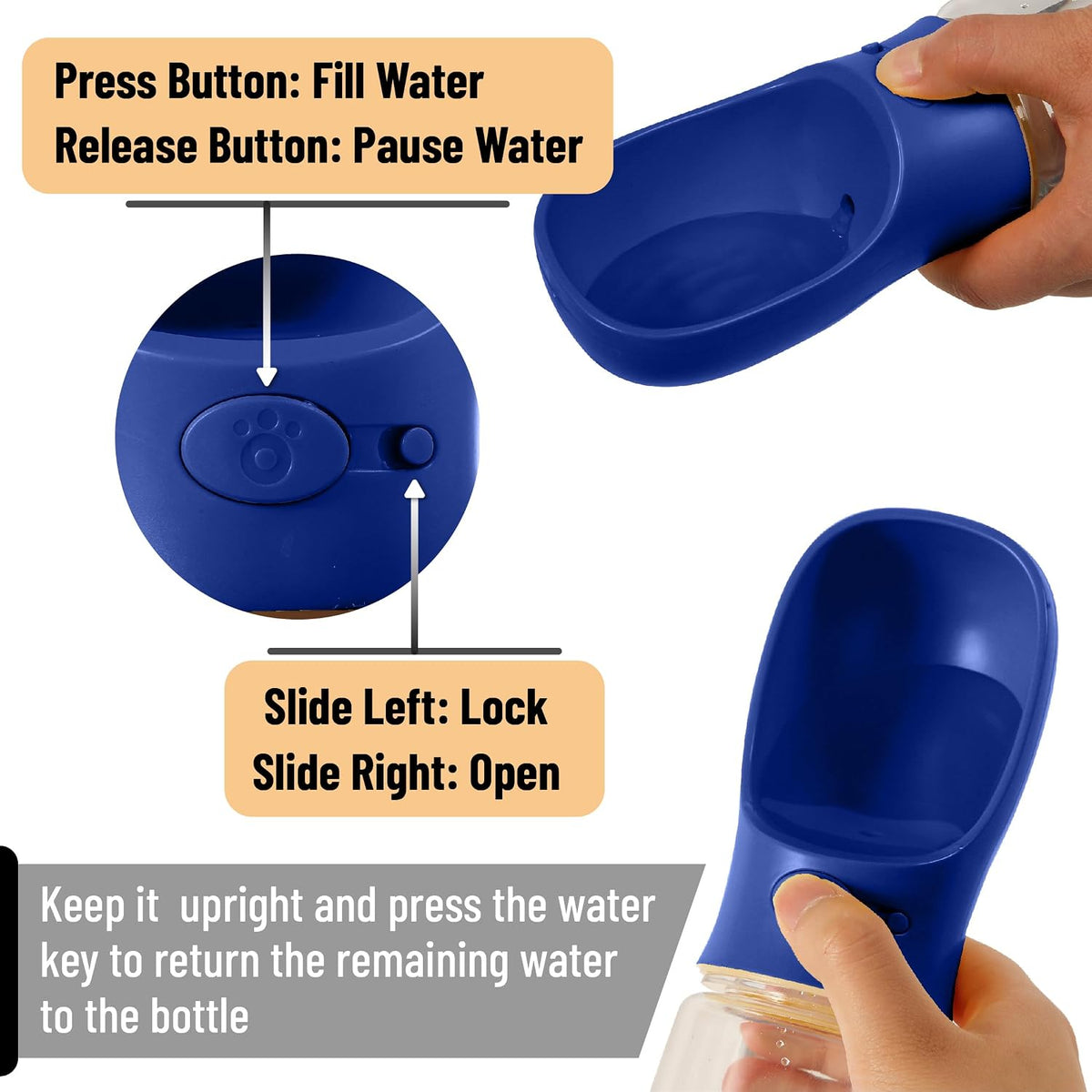 Mr. Pen, Portable Dog Water Bottle - Navy Blue - image 2