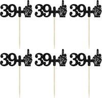 Ephlyn 1Pc 49+1 Black Glitter Cake Topper 50th Birthday Party Cake - 40th-24Pcs / Black - image 3