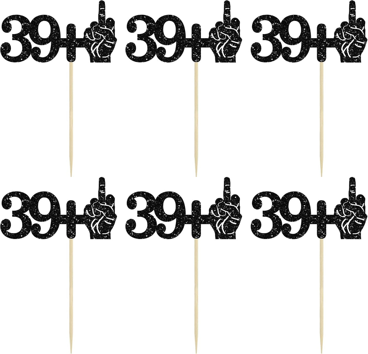 Ephlyn 1Pc 49+1 Black Glitter Cake Topper 50th Birthday Party Cake - 40th-24Pcs / Black - image 3