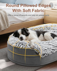 Dog Beds for Jumbo Dogs, 47.5"x35"x7.6", Removable and Washable Cover, Raised Reboundable Edges, Non Slip Bottom, Extra Big Size, Orthopedic Oval Memory Foam Pet Bedding, Indoor