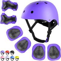 WayEee Kids Bike Helmet Set Knee Pads Adjustable Protective Gear - Purple / S(3-10years)