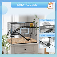 30" Hamster Cage, Gerbil Cage with Glass Basin for Small Hamsters, Black