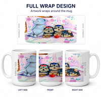 Yorkie Puppies three in a row Ceramic Coffee Mug 15 oz Decorative Large C Handle Mug Cup for Tea, Cocoa Hot Chocolate