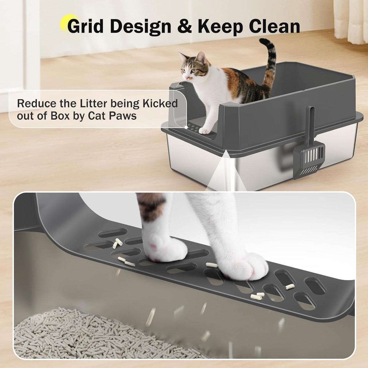 Stainless Steel Litter Box - Dark Grey / XL - image 3