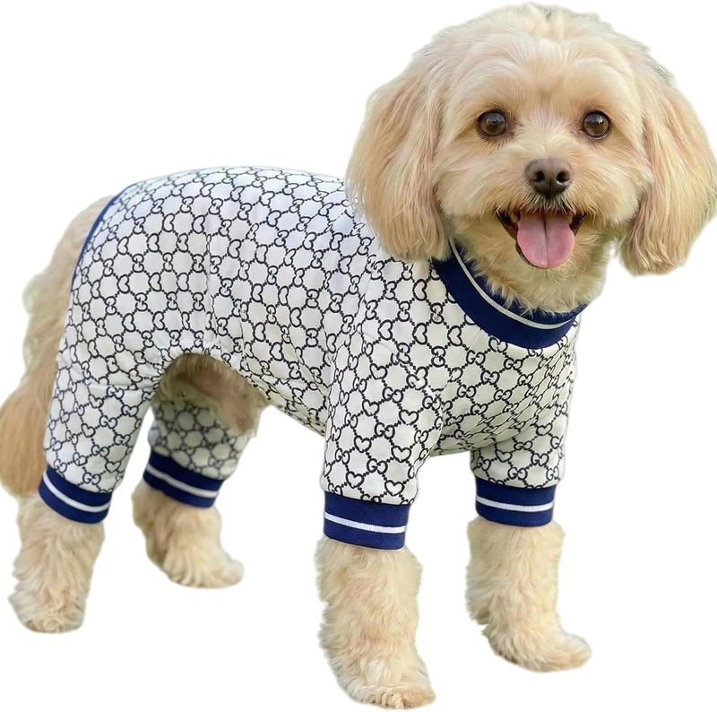 Dog Pajamas Pjs, Vet-Approved Snuggly Onesie for Puppy Small Medium Dog M – Essentials for Dogs - 01 Blue Heart / XL (15-20 lb) Chest: 19.7"