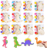 JOTIKO 12-pack dinosaur party favors with wooden keychains, paints and brushes - view 2