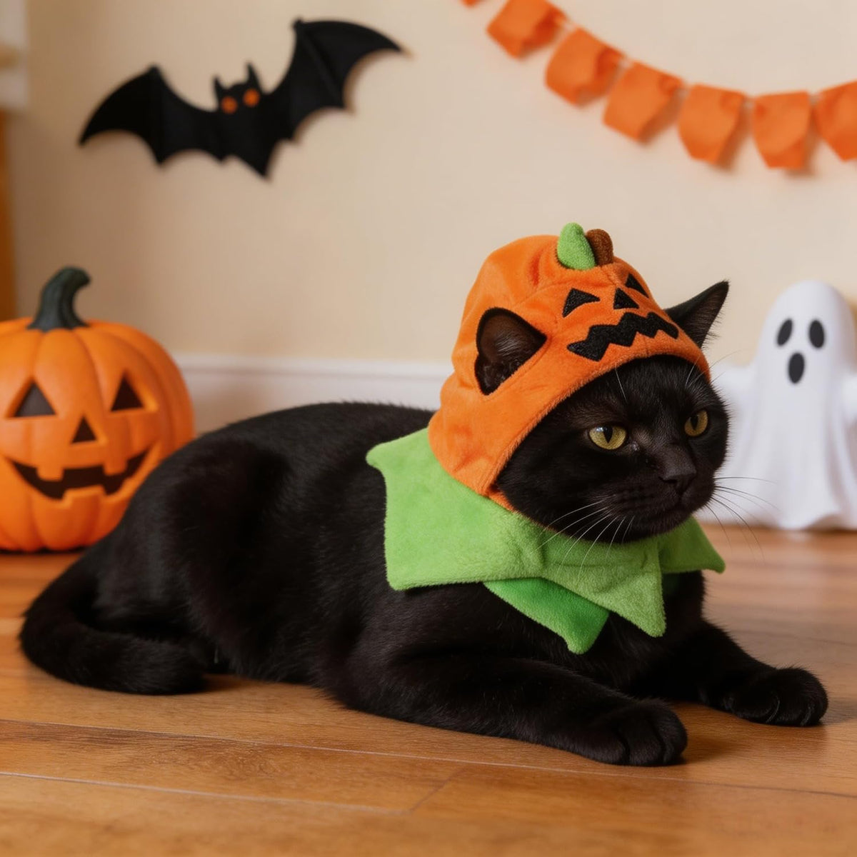 Orgrimmar Halloween Pumpkin Kitty Cat Hat Cosplay Cap Collar Costume - image 4