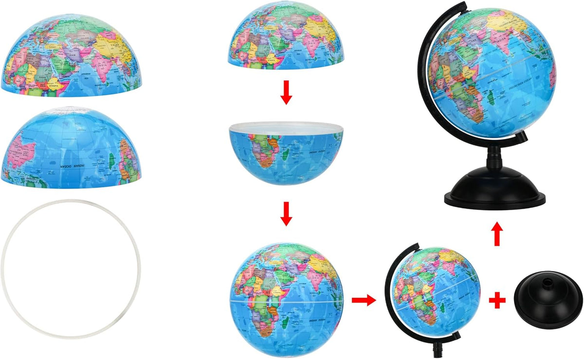 EXERZ 8" World Globe, Political Map Educational Earth Globe - image 3