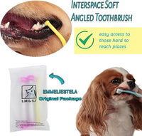 E.M&S.T by Emmeliestella Small Dog & Cat Toothbrush Micro Head, Cat Dental Care, Pets Toothbrush, Oral Hygiene, Easy to Handle, Deep Clean, Extra Soft Bristles, Independent Packaging, Blue&Pink 3PCS