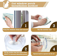 Cat Window Perch Macrame Cat Hammock Boho Wall Mounted Pet Resting Seat Bed for Sunbathing, Napping & Overlooking with 4 Seat Suction Cups & Fleece Blanket & Knitted Ball Toy - Weighted up to 35lbs.