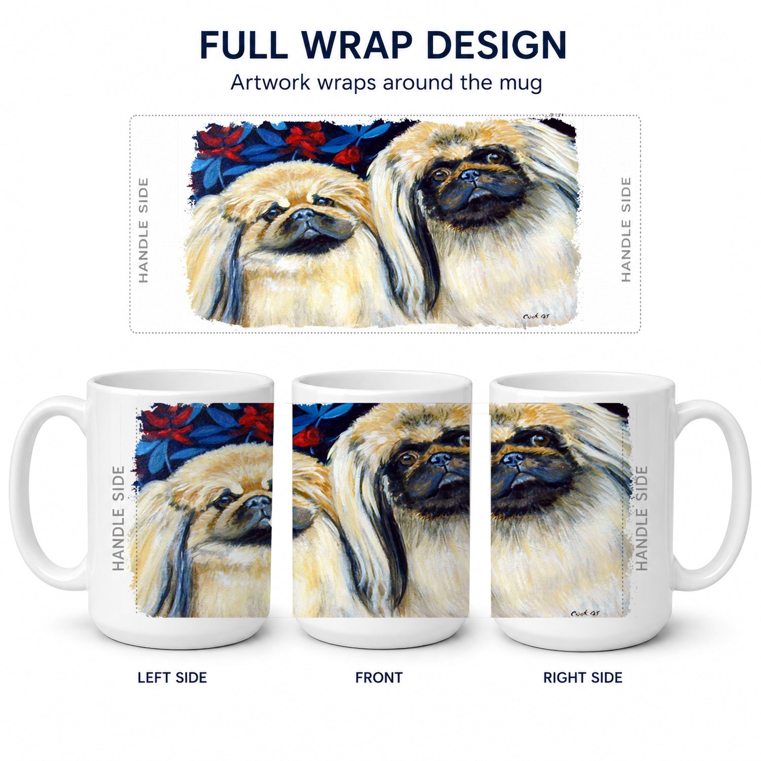 What a pair of Pekingese Ceramic Coffee Mug 15 oz Decorative Large C Handle Mug Cup for Tea, Cocoa Hot Chocolate