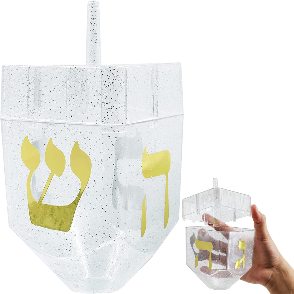 The Dreidel Company jumbo 6.5 inch transparent fillable Hanukkah dreidel