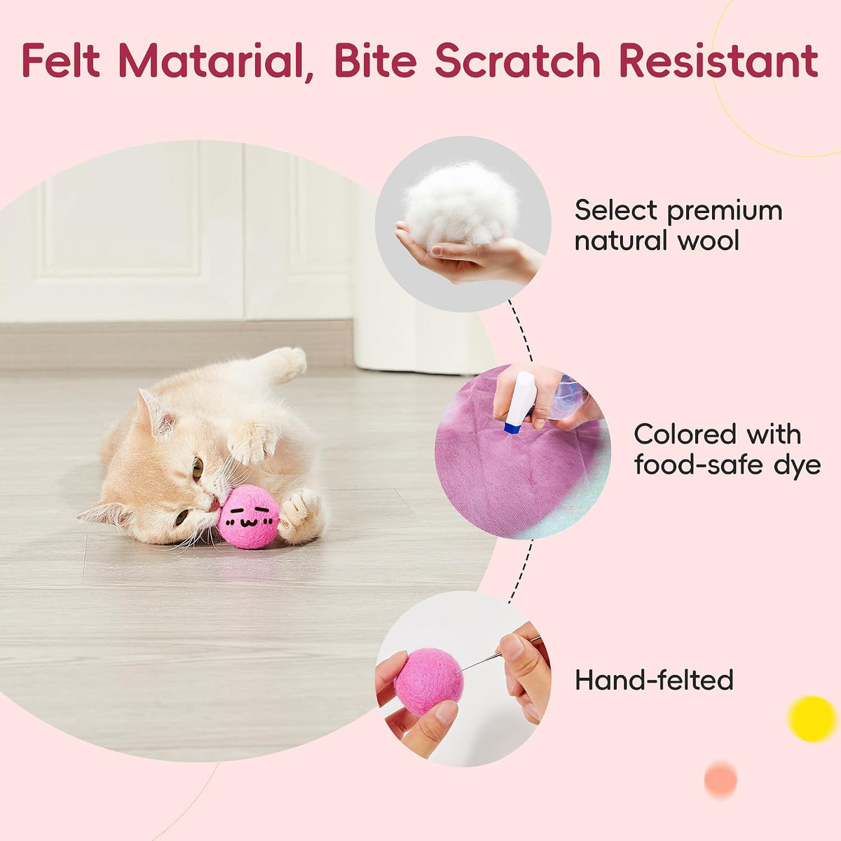 Potaroma 12 Pcs Quiet Play Felt Cat Ball Toys with Catnip Inside – Essentials for Cats - image 3
