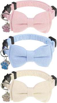 PUPTECK Halloween Cat Collar Breakaway with Bells, Kitten Outfit – Essentials for Cats - Pink&Blue&Yellow / NECK (7.87"-11.8")