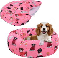 Round Dog Bed Cover Washable Elastic Edged 30×9.8 Inch – Essentials for Dogs - 20*20*9.8 Inch / Pink Dog