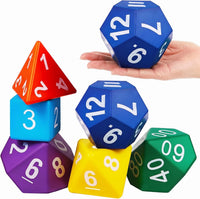 Arrowbash jumbo foam polyhedral dice set of 6 in rainbow colors - view 2