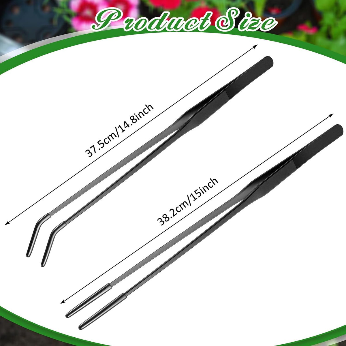 Lasnten 2 Pcs Reptile Feeding Tongs, Long - Black / 15 Inch - image 2