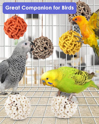 Bissap Bird Chew Toys, Parrot Foraging Shredder Natural Palm Frond Hanging Cage Toy for Conure - Balls - image 2