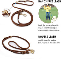 Multi Function 8ft Leather Dog Leash - Brown / 8ft*1/2inch - image 3