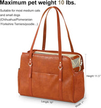 Dog Carrier Purse, Fashion Leather Pet Carrier with Pockets - Brown - image 2