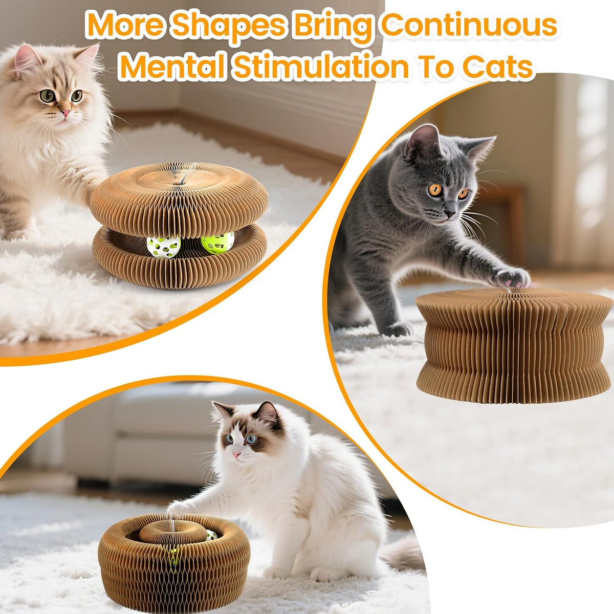 Kitty Kurls Magic Organ Cardboard Cat Scratcher Toy with 2 Balls - image 4