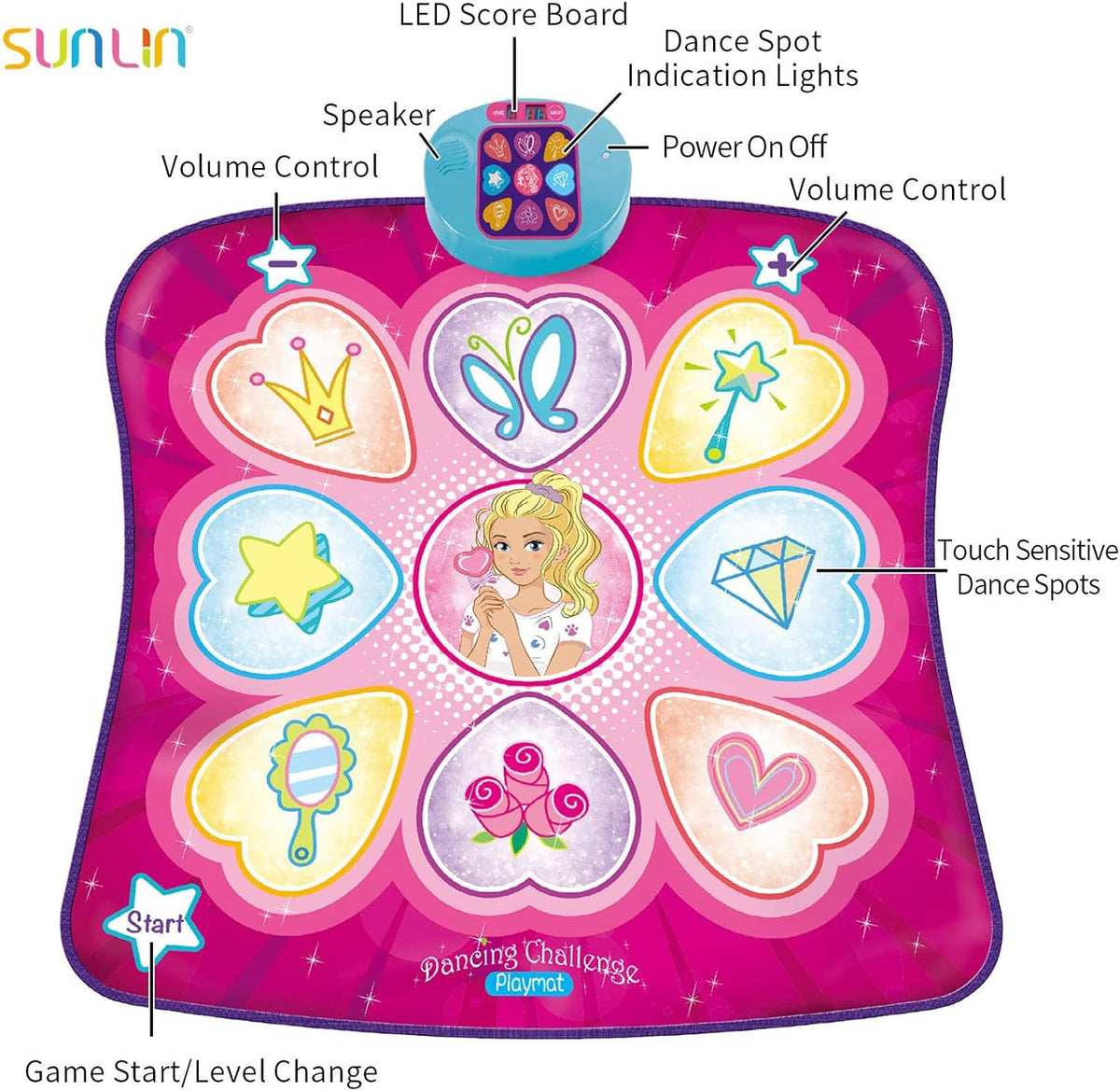 SUNLIN Dance Mat for Girls Ages 3-8 - Pink - image 2