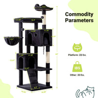 Allewie 64 Inches Cat Tree Tower/Multi-Level Activity Center - Dary Grey - image 3